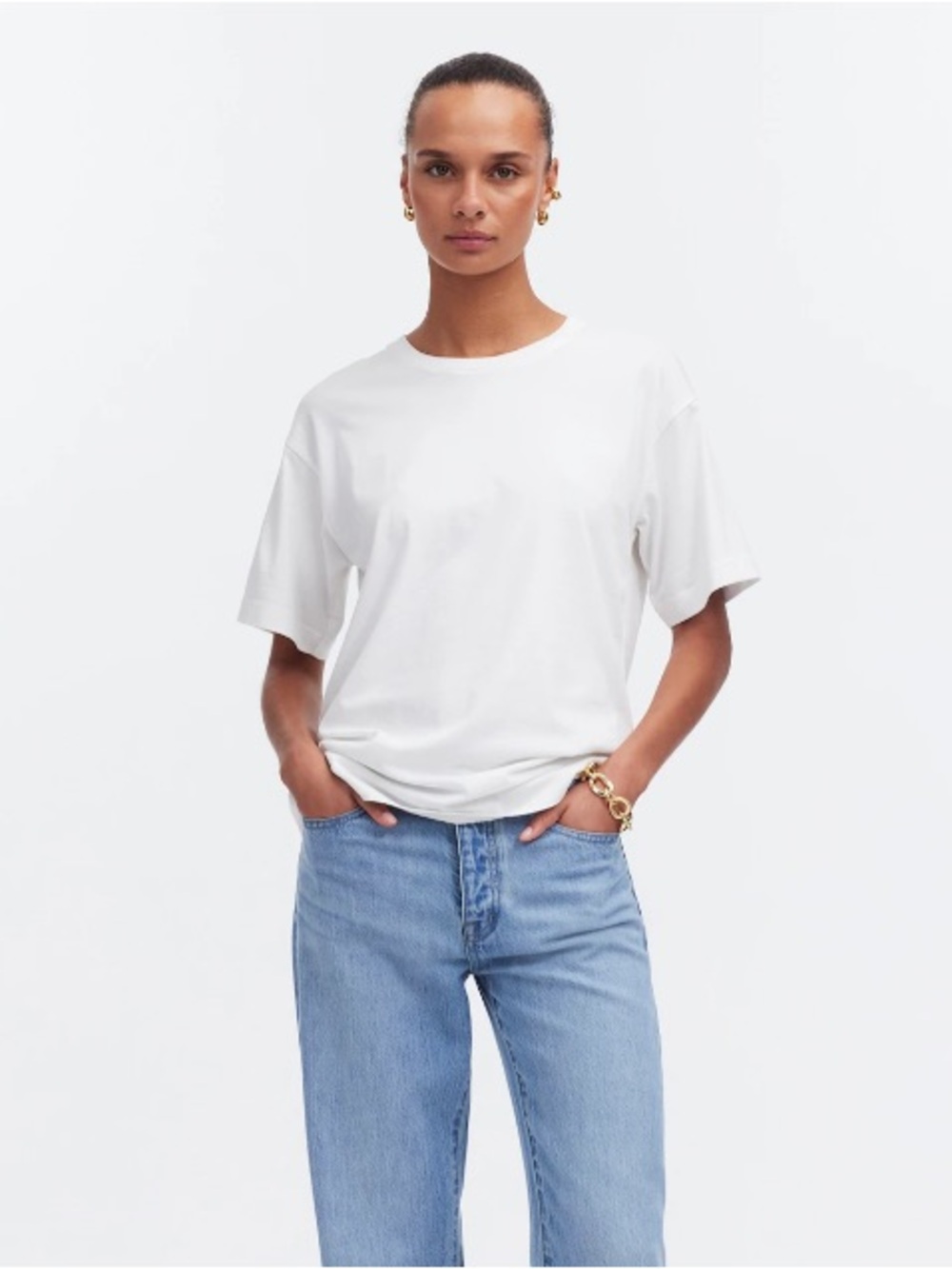Madewell Cotton Relaxed Oversized Tee - Eyelet white